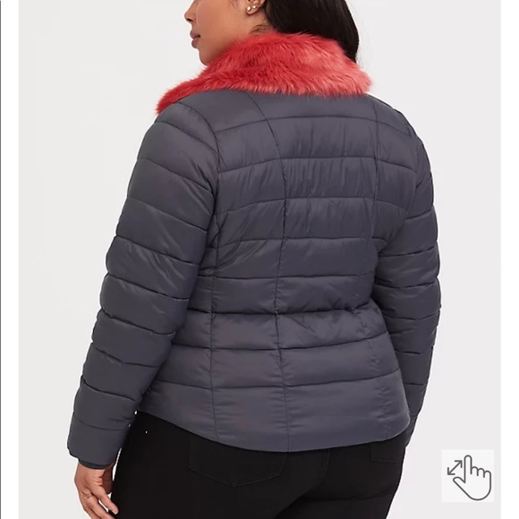 WANTED sz 0/00 Torrid Grey Bomber with pink/orange fur - Picture 3 of 3